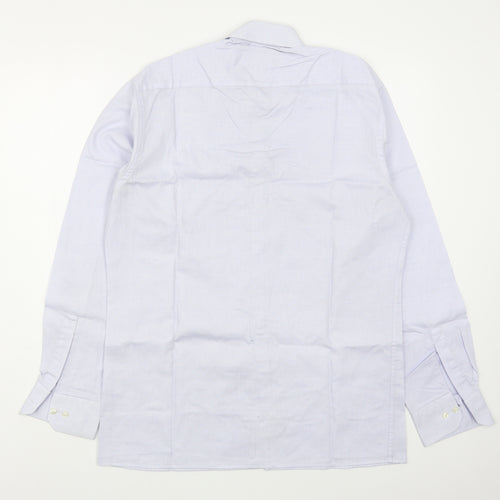 Eterna Mens Blue  Cotton  Dress Shirt Size 15.5 Collared Button