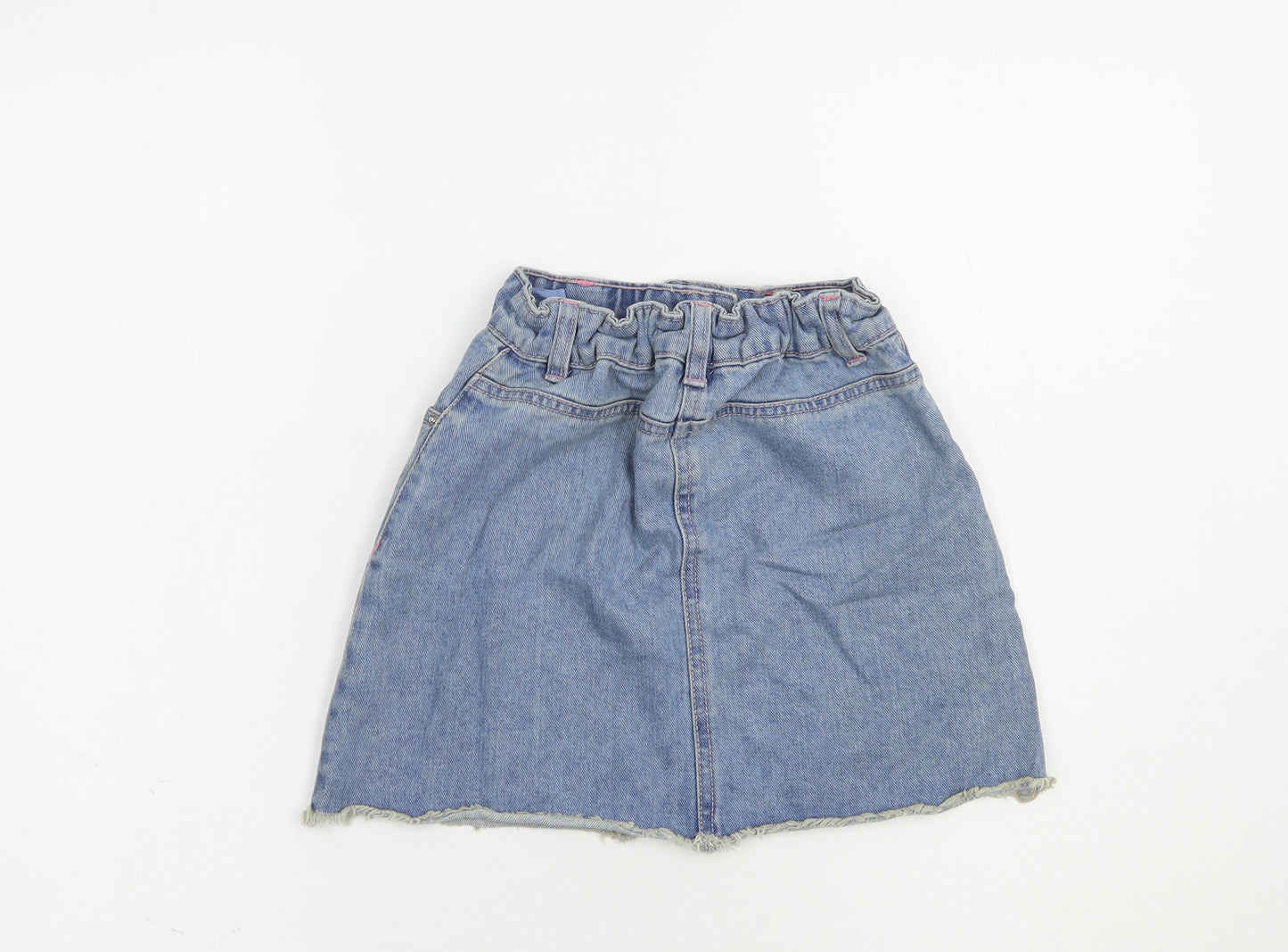 Matalan Girls Blue Floral Cotton Mini Skirt Size 9 Years  Regular Button