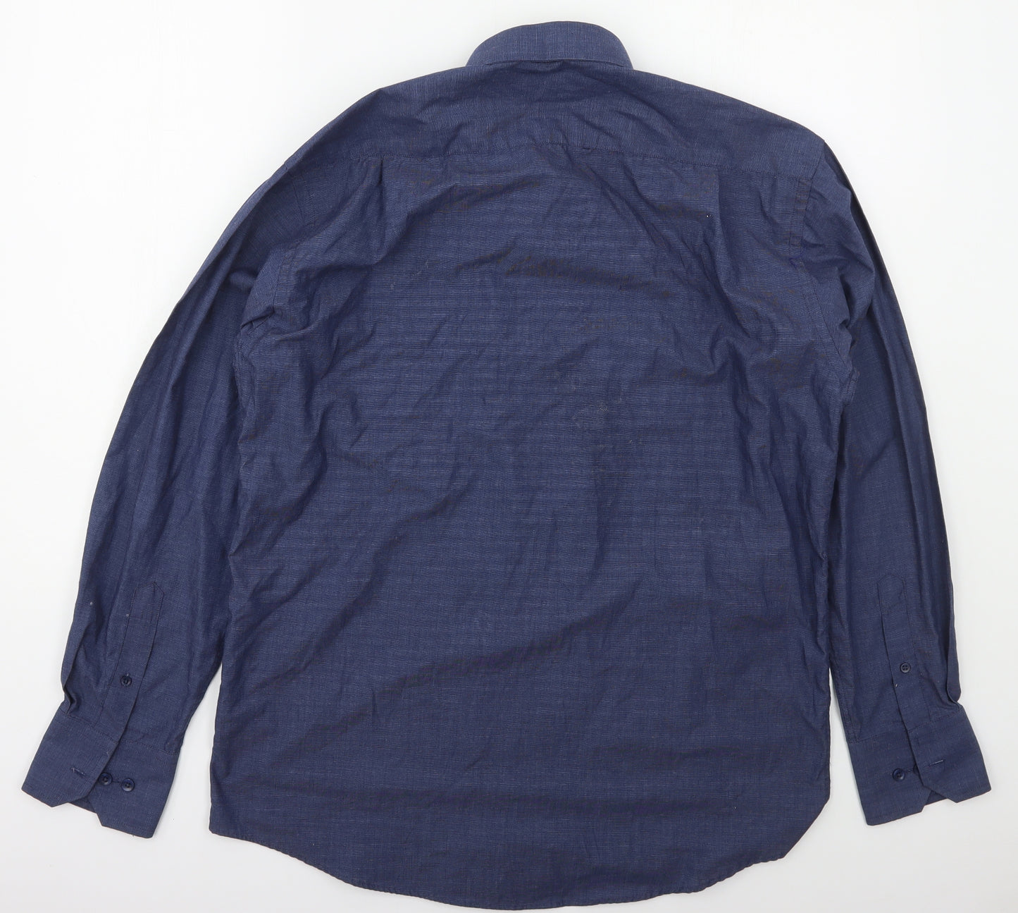 Cedar Wood State Mens Blue  Polyester  Dress Shirt Size 15.5 Collared Button