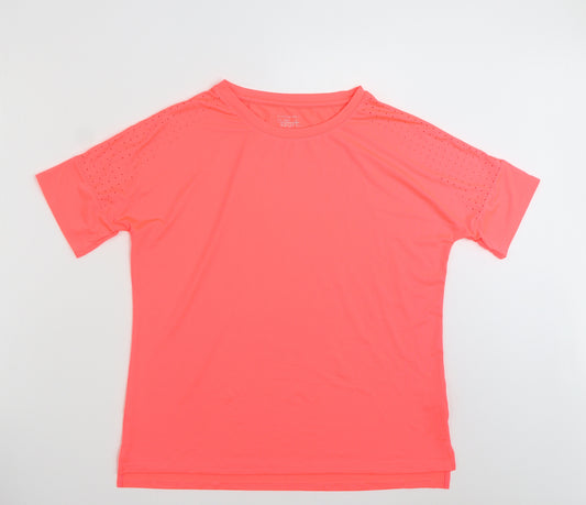 Dunnes Stores Womens Pink  Polyester Basic T-Shirt Size S Crew Neck Pullover