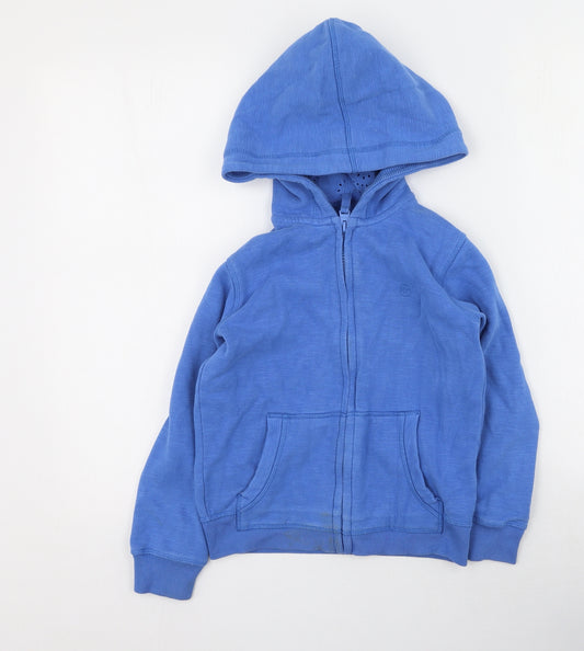 Fat Face Boys Blue Round Neck  Cotton Full Zip Jumper Size 6-7 Years