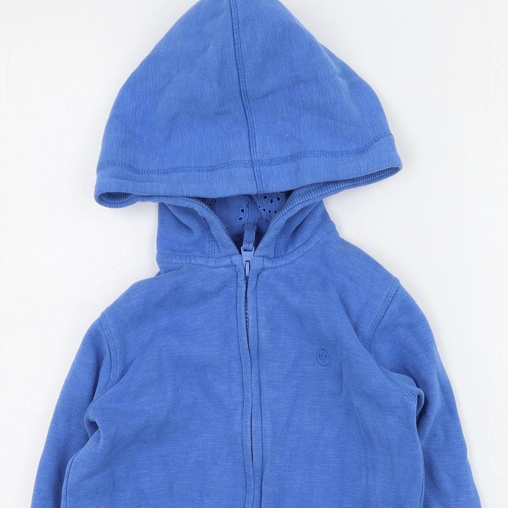 Fat Face Boys Blue Round Neck  Cotton Full Zip Jumper Size 6-7 Years