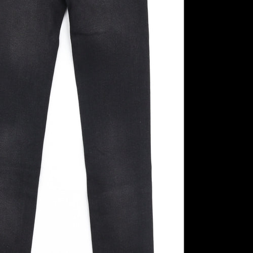 Denim Co Girls Black  Cotton Skinny Jeans Size 10-11 Years  Slim Zip - Ripped knees