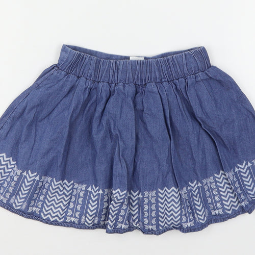 Palomino Girls Blue Geometric Cotton A-Line Skirt Size 7 Years  Regular