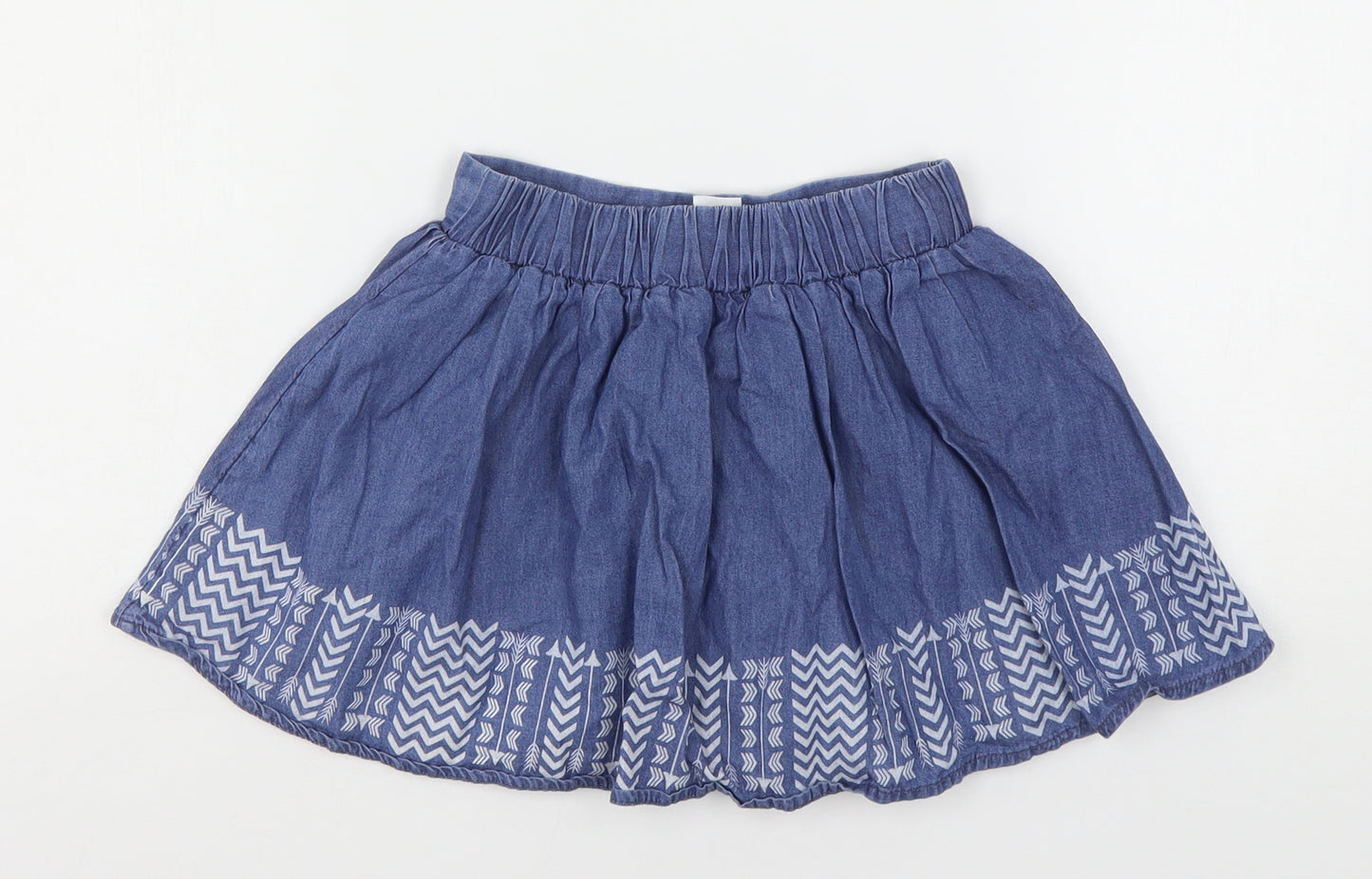 Palomino Girls Blue Geometric Cotton A-Line Skirt Size 7 Years  Regular
