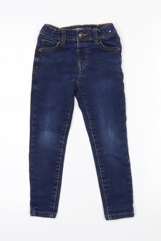 Primark Girls Blue  Cotton Skinny Jeans Size 4-5 Years  Slim