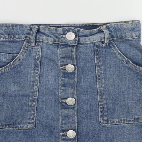 TU Girls Blue  Cotton A-Line Skirt Size 9 Years  Regular Button