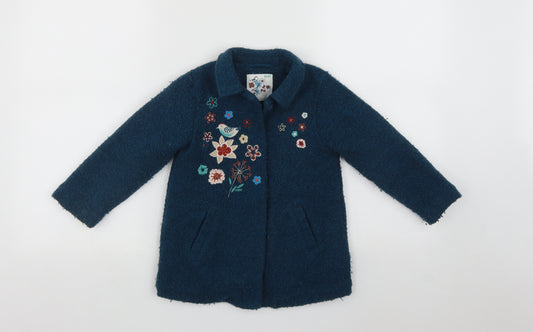 NEXT Girls Green Floral  Basic Coat Coat Size 3-4 Years  Snap
