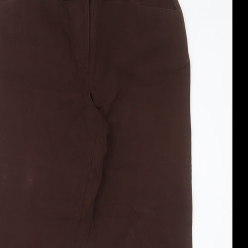 Style & Co Womens Brown  Cotton Cropped Trousers Size 12 L24 in Regular Hook & Eye