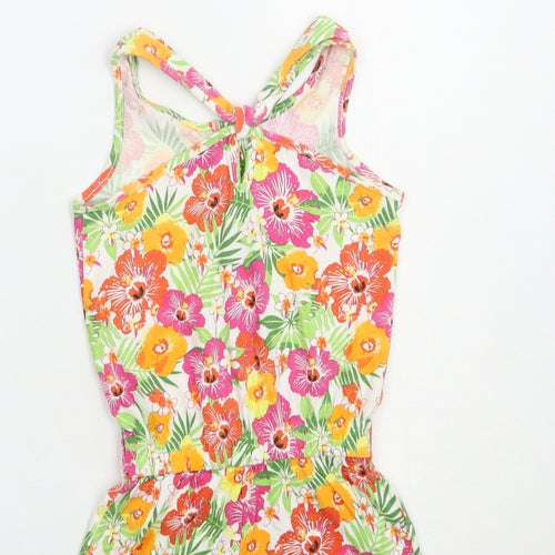Dunnes Stores Girls Multicoloured Floral Cotton Playsuit One-Piece Size 7 Years  Button