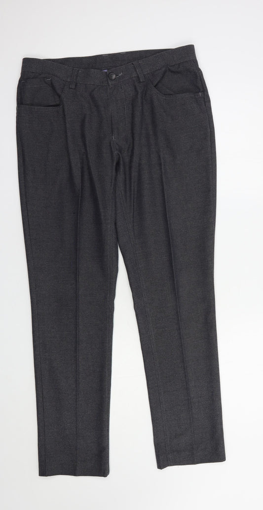 NEXT Mens Grey  Polyester Dress Pants Trousers Size 32 in L31 in Regular Button