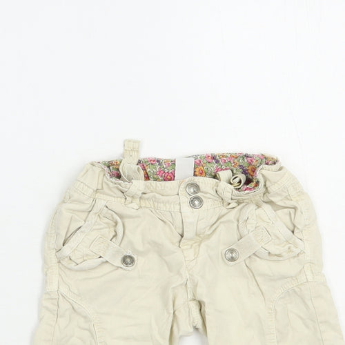 Zara Girls Beige  Cotton Cargo Trousers Size 2-3 Years  Regular Snap