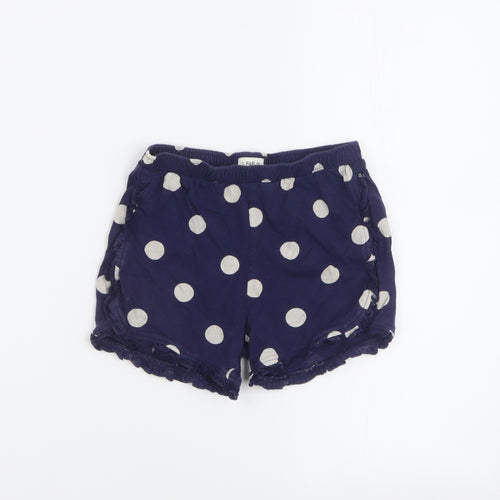 F&F Girls Blue Polka Dot 100% Cotton Sweat Shorts Size 5-6 Years  Regular