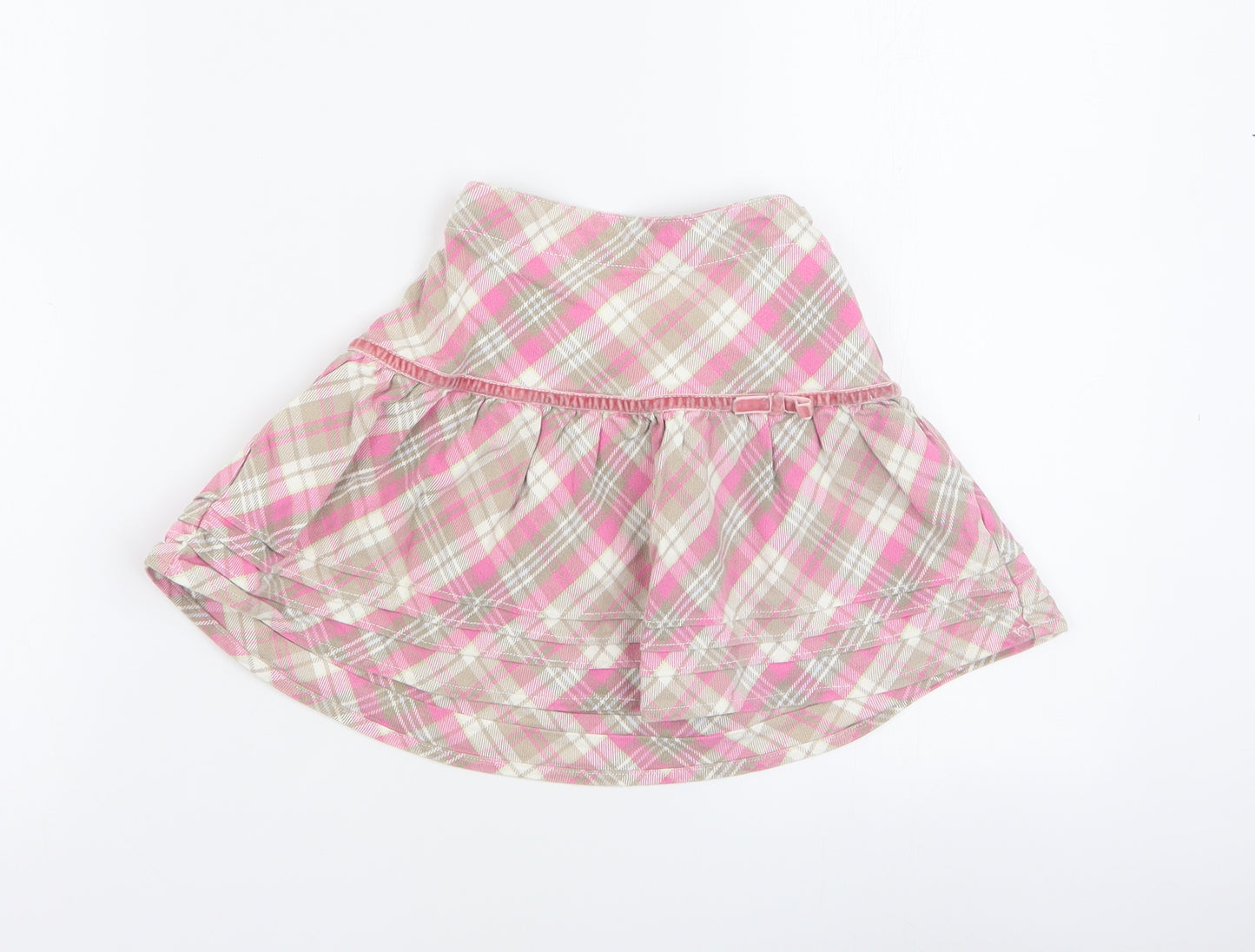 Cherokee Girls Pink Plaid 100% Cotton A-Line Skirt Size 3-4 Years  Regular Zip