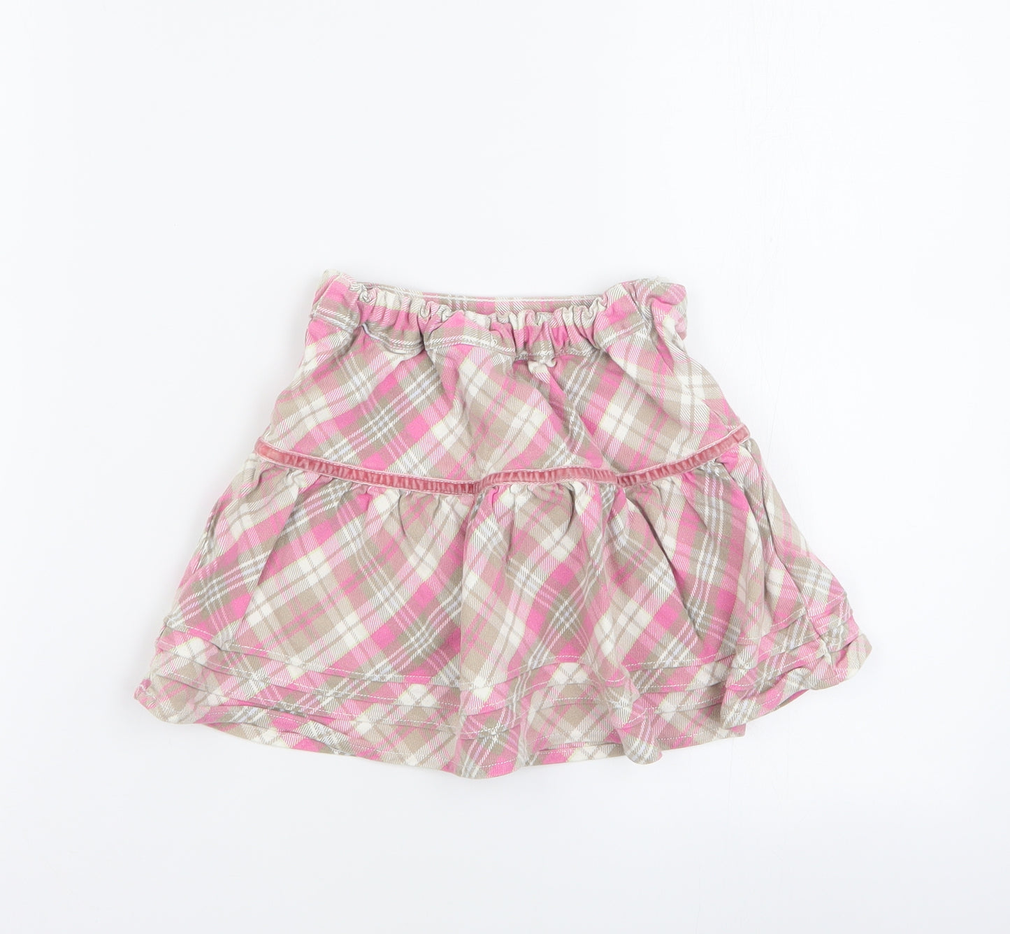 Cherokee Girls Pink Plaid 100% Cotton A-Line Skirt Size 3-4 Years  Regular Zip