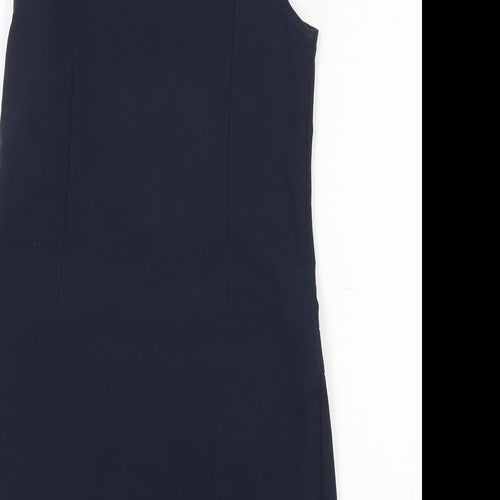 Marks and Spencer Girls Blue  Polyester Pinafore/Dungaree Dress  Size 7-8 Years  Round Neck  - Navy