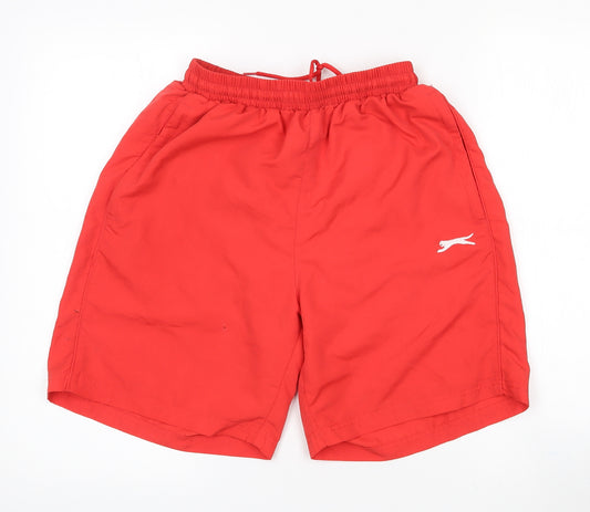 Slazenger Mens Red  Polyester Sweat Shorts Size S L7 in Regular  - Mesh lining