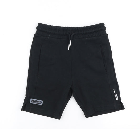F&F Boys Black  Cotton Sweat Shorts Size 5-6 Years  Regular Drawstring