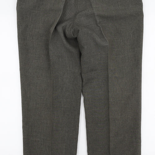 Marks and Spencer Mens Green  Polyester Trousers  Size 36 in L29 in Regular Zip