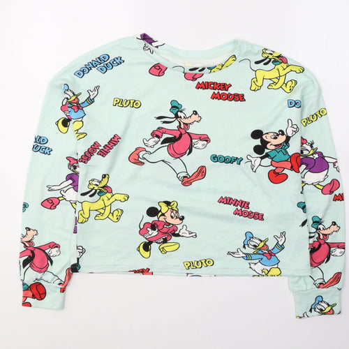 Primark Womens Blue Solid Polyester Top Pyjama Top Size 12   - Mickey and Friends