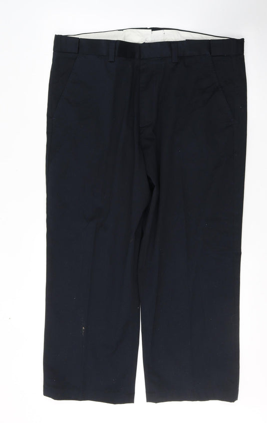 Debenhams Mens Blue  Cotton Trousers  Size 38 in L26 in Regular Button