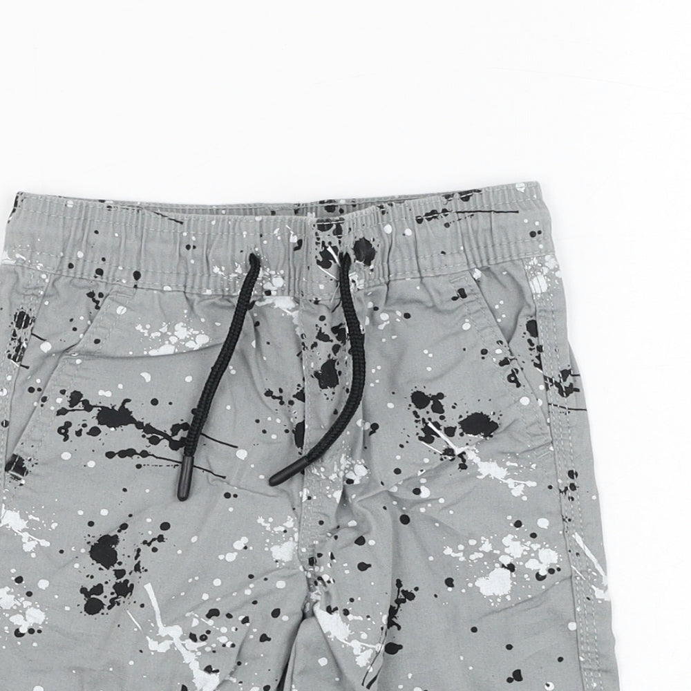 Primark Boys Grey  Cotton Bermuda Shorts Size 2-3 Years  Regular  - Splatter