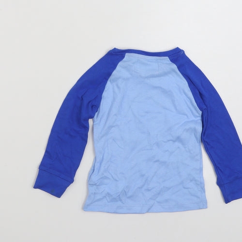 Minoti Boys Blue  100% Cotton Ringer T-Shirt Size 18-24 Months Crew Neck Pullover - Snooze - A - Saurus