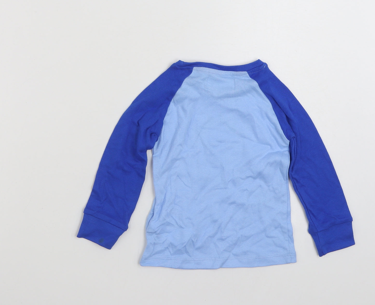 Minoti Boys Blue  100% Cotton Ringer T-Shirt Size 18-24 Months Crew Neck Pullover - Snooze - A - Saurus