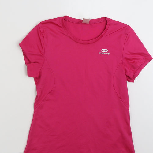 Kalenji Womens Pink  Polyester Jersey T-Shirt Size XS Scoop Neck Pullover