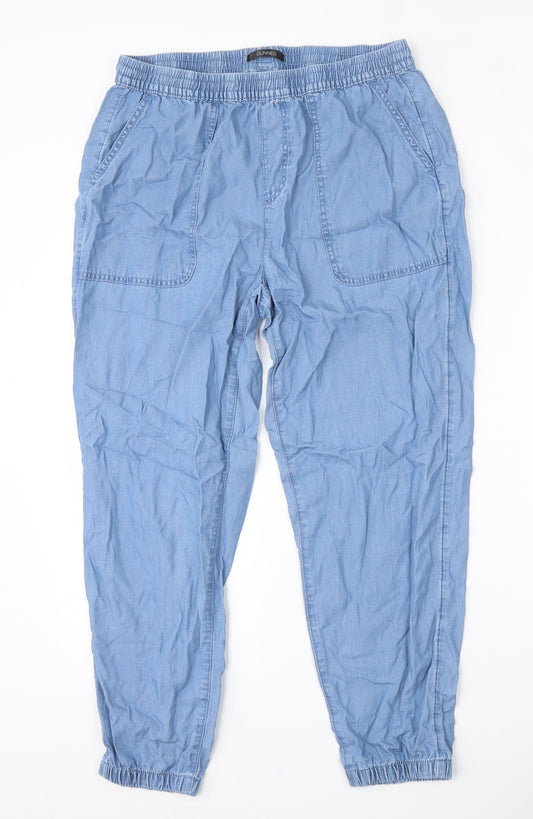 Dunnes Stores Mens Blue  Lyocell Cargo Trousers Size M L26 in Regular