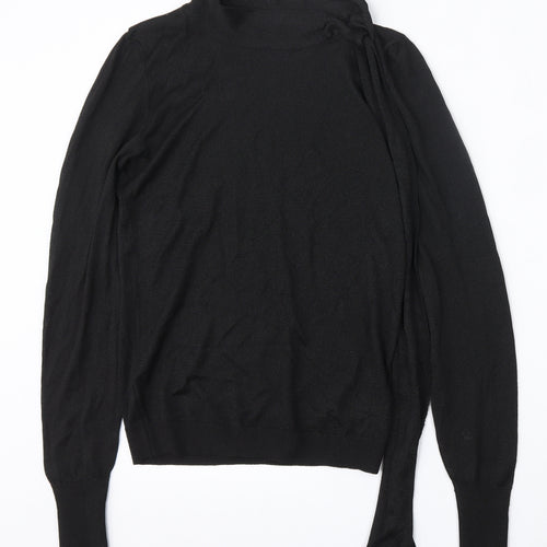 Zara Knit Womens Black Round Neck  Viscose Pullover Jumper Size S