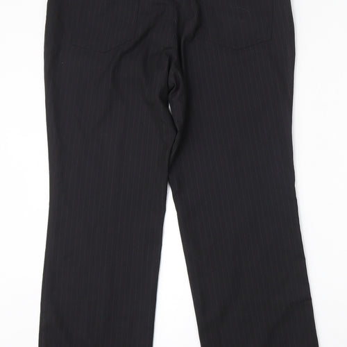 Henri Ross Mens Black Striped Polyester Trousers  Size 36 L29 in Regular  - short leg