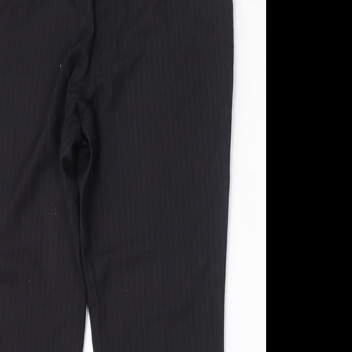 Henri Ross Mens Black Striped Polyester Trousers  Size 36 L29 in Regular  - short leg