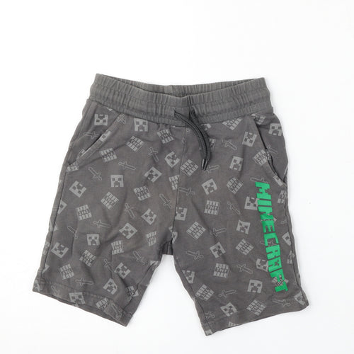 Mojang Boys Grey Geometric Cotton Sweat Shorts Size 5-6 Years  Regular