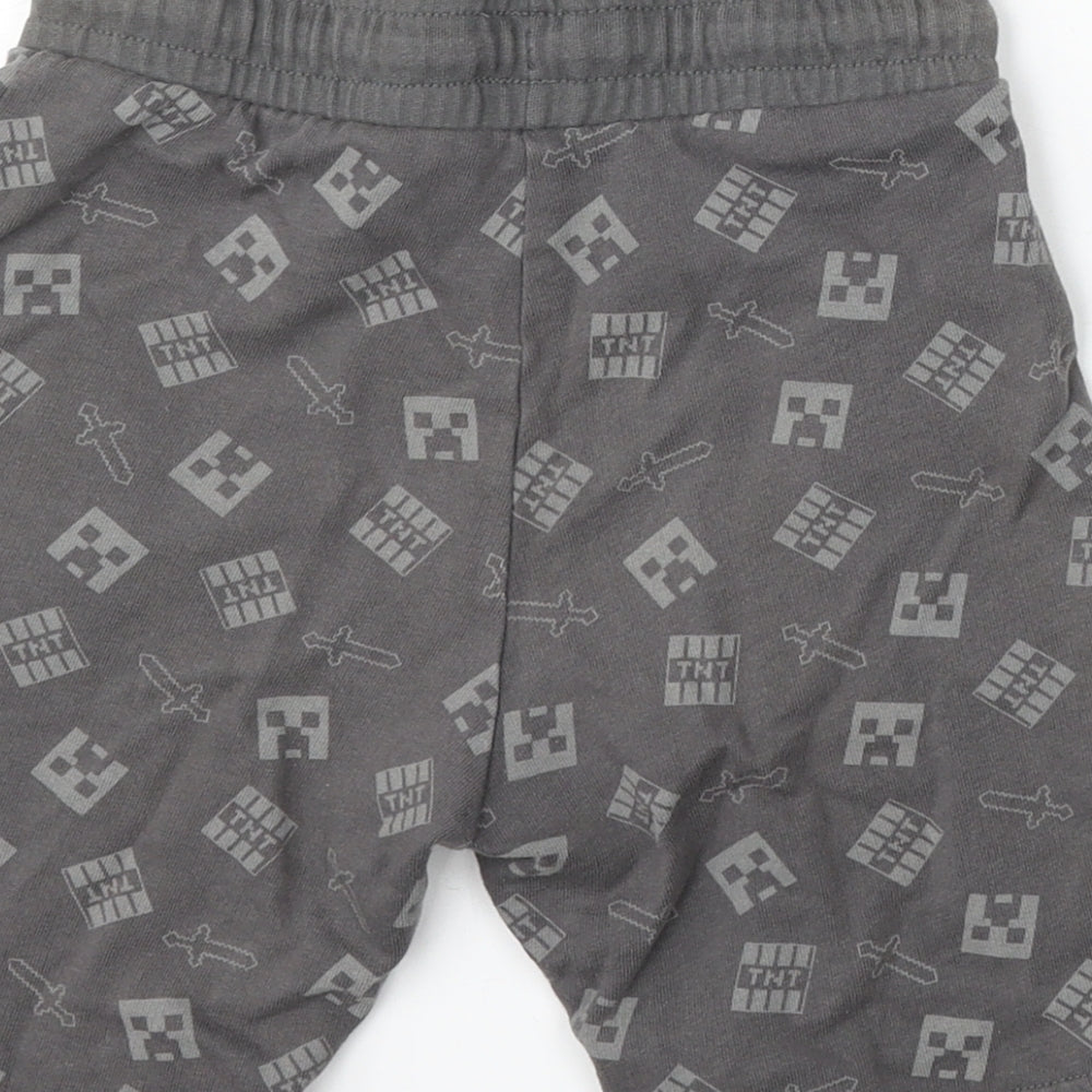 Mojang Boys Grey Geometric Cotton Sweat Shorts Size 5-6 Years  Regular