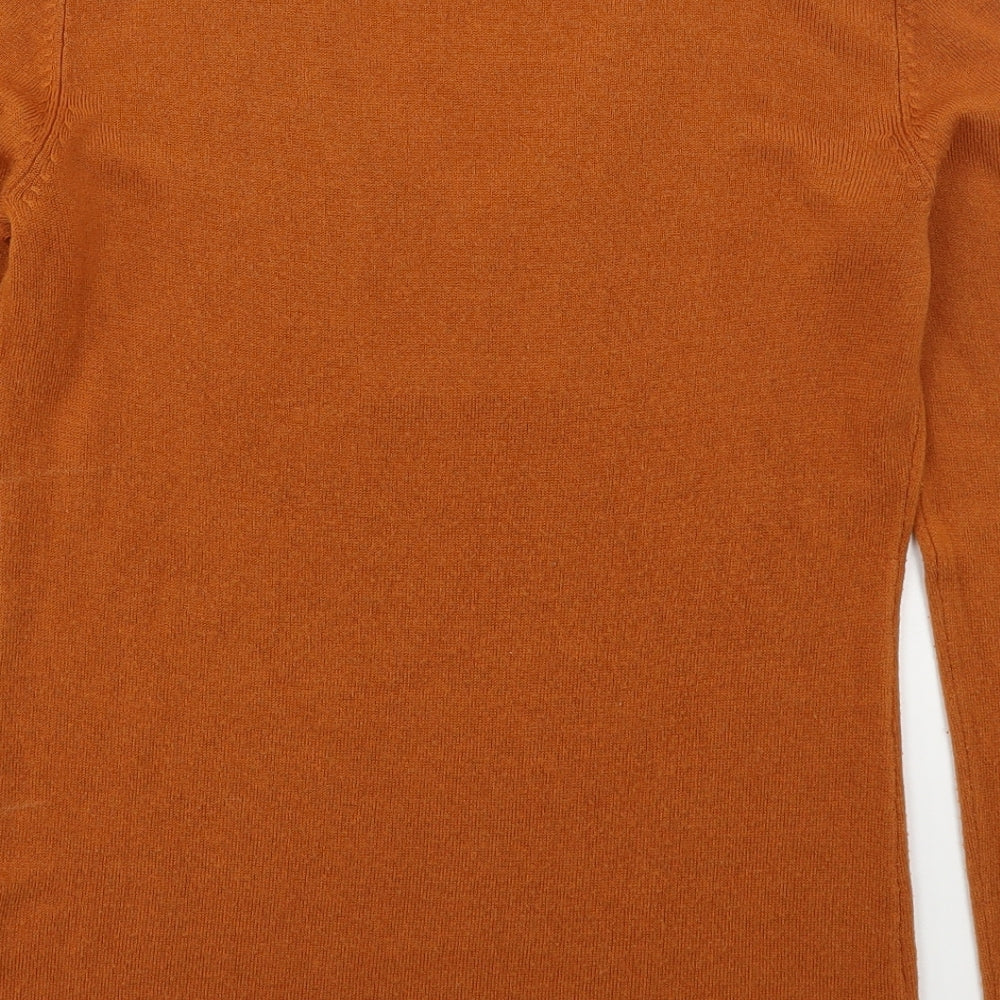Jessica Womens Orange V-Neck  Acrylic Pullover Jumper Size S