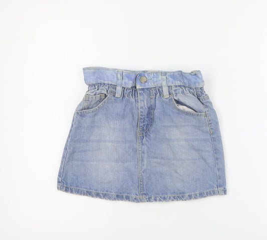 Dunnes Girls Blue  100% Cotton Mini Skirt Size 9-10 Years  Regular Zip