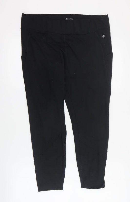 Dunnes Womens Black  Polyester Capri Leggings Size L L24 in Regular Pullover