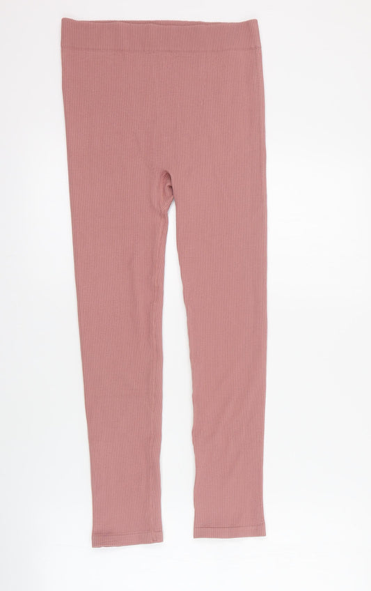 Dunnes Womens Pink  Nylon Capri Leggings Size M L24 in Regular Pullover - Ribbed