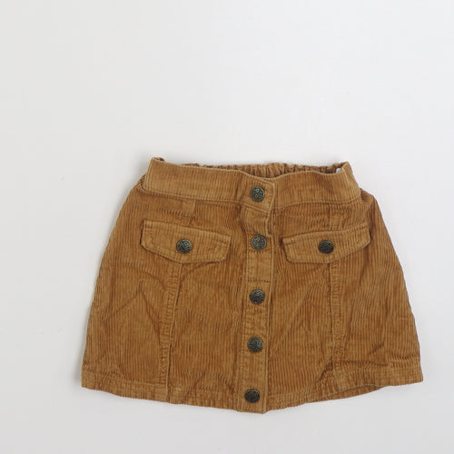 TU Girls Brown  100% Cotton Mini Skirt Size 3-4 Years  Regular