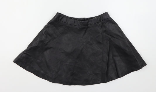 H&M Girls Black  Viscose Skater Skirt Size 9-10 Years  Regular