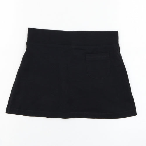 Marks and Spencer Girls Black  Cotton A-Line Skirt Size 7-8 Years  Regular Pull On