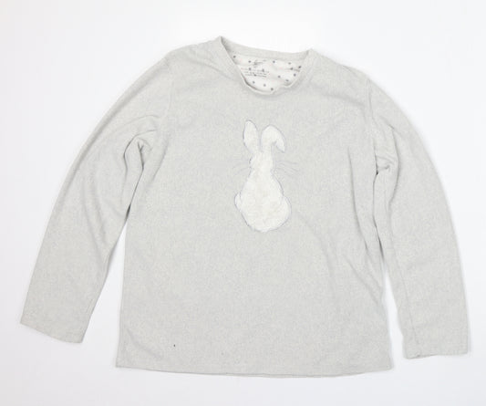 Love to lounge Womens Grey  Polyester Top Pyjama Top Size 10   - Bunny Embroidery