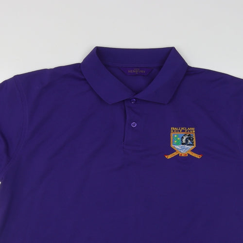 Henbury Mens Purple  Polyester  Polo Size XL Collared Button - Ballyclare Golf