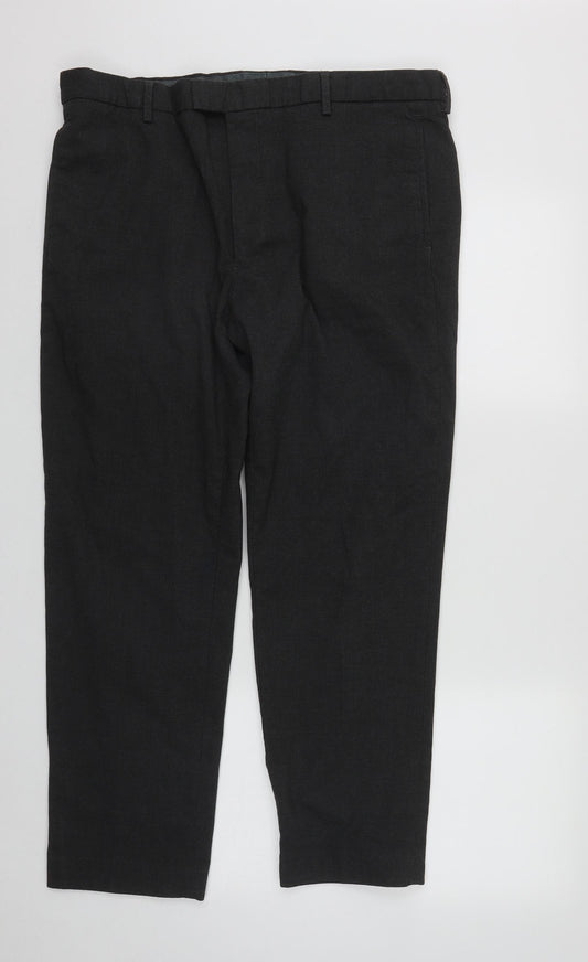 Marks and Spencer Mens Green  Polyester Trousers  Size 38 in L27 in Regular Zip