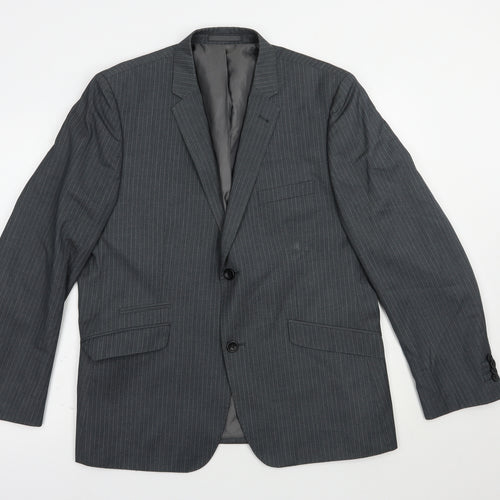 Butler and Webb Mens Grey Striped  Jacket Blazer Size 42  Button