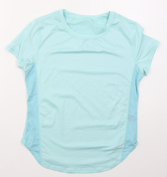SheIn Womens Blue  Polyester Basic T-Shirt Size L Crew Neck Pullover