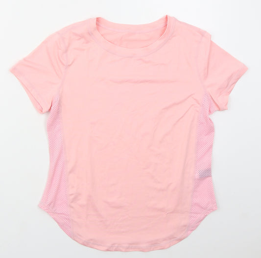 SheIn Womens Pink  Polyester Basic T-Shirt Size L Crew Neck Pullover