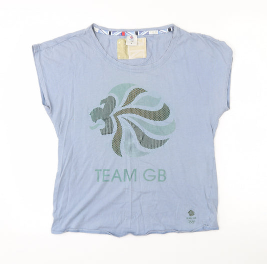 Team GB Womens Blue  100% Cotton Basic T-Shirt Size 8 Round Neck  - Team GB