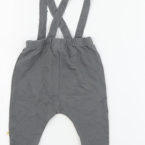 NEXT Baby Grey  100% Cotton Dungaree One-Piece Size 3-6 Months  Button